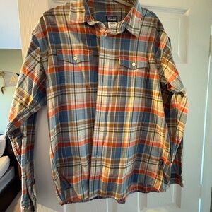 Patagonia Organic Cotton Plaid Shirt - Blue, Orange, Cream